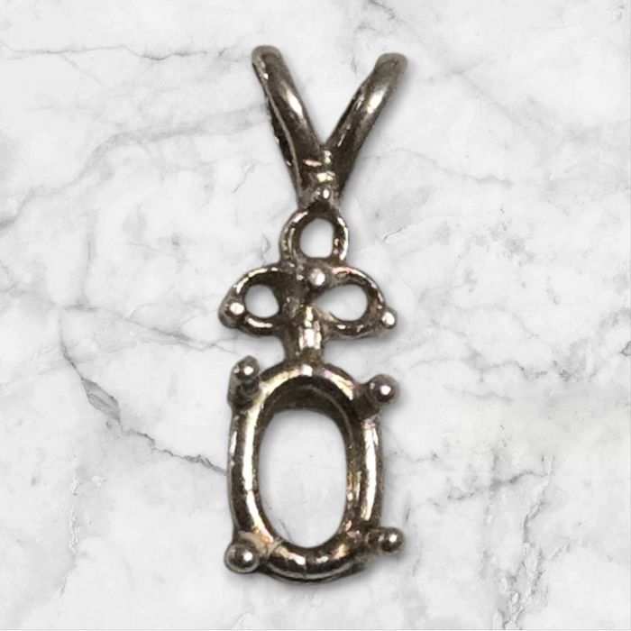 Solid Sterling Silver or 14kt Gold 6x4-18X13mm Oval Pendant Setting with 3 Accent, New, Made in USA 161-053/141-053