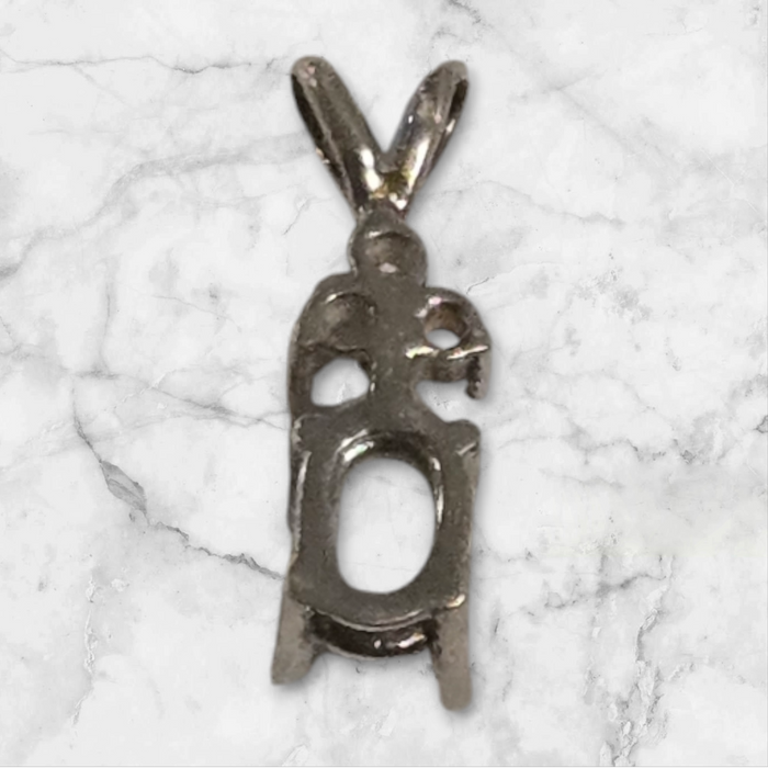 Solid Sterling Silver or 14kt Gold 6x4-18X13mm Oval Pendant Setting with 3 Accent, New, Made in USA 161-053/141-053