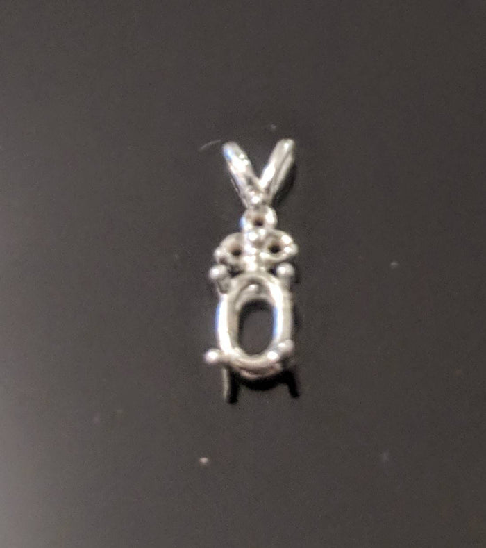 Solid Sterling Silver or 14kt Gold 6x4-18X13mm Oval Pendant Setting with 3 Accent, New, Made in USA 161-053/141-053
