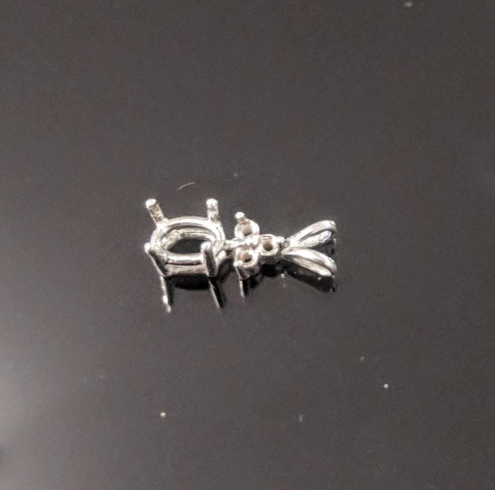 Solid Sterling Silver or 14kt Gold 6x4-18X13mm Oval Pendant Setting with 3 Accent, New, Made in USA 161-053/141-053