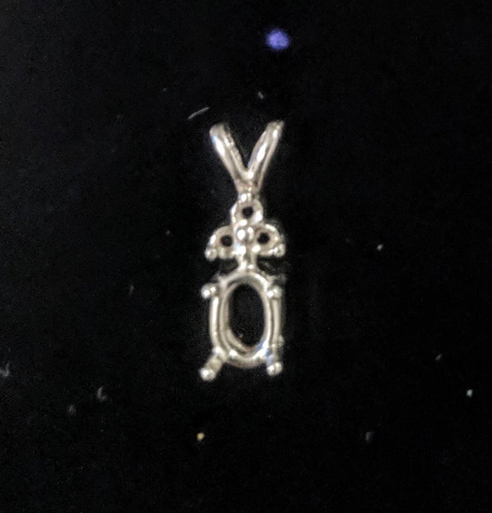 Solid Sterling Silver or 14kt Gold 6x4-18X13mm Oval Pendant Setting with 3 Accent, New, Made in USA 161-053/141-053