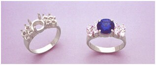Solid Sterling Silver or 14kt Gold 8mm Round Pyramid Accented Pre-Notched Blank Ring Size 7 setting 163-435/143-435