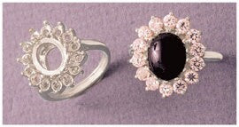 Solid Sterling Silver or 14kt Gold 8x6-10x8 Oval Cluster blank Pre-Notched Ring setting Size  7  163-556/143-556