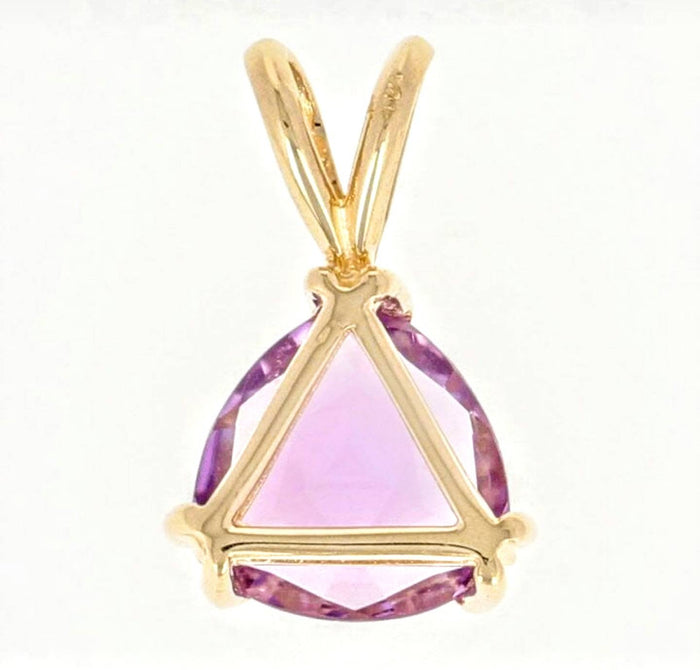 Solid Sterling Silver or Gold Natural Amethyst Pendant with Chain, 4mm, 5mm, 6mm or 7mm Trillion Cut, Dangle Pendant, Custom Made 141-080