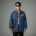 Veste en jean col montant unisexe, mode streetwear coréenne - Taille M