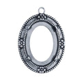 Sterling Silver 30 x 22 Oval Floral Cameo or Cabochon Pendant Mounting, 4-Prong, Oval Cab (Cabochon) Pendant Setting 687219