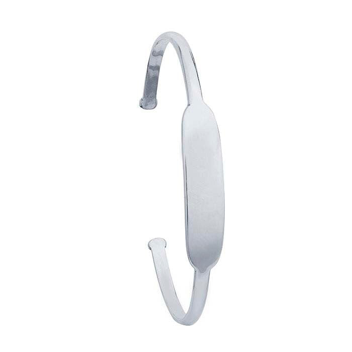 Sterling Silver Cuff Bracelet with Oval Plaque, Engraving, DYI Jewelry, Custom Made, 925999