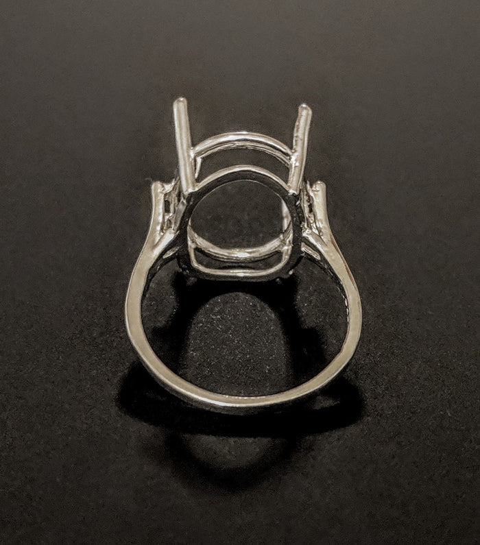Sterling Silver or 14k Gold 7X5-20X15 Oval blank Four Prong Ring shank setting Size 6, 7, or 8 163-498/143-498