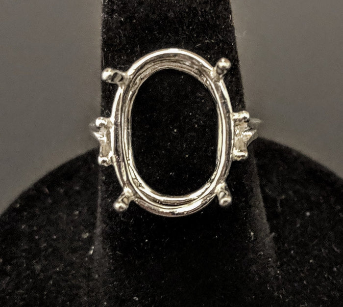 Sterling Silver or 14k Gold 7X5-20X15 Oval blank Four Prong Ring shank setting Size 6, 7, or 8 163-498/143-498