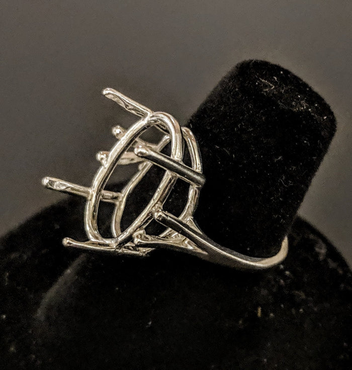 Sterling Silver or 14k Gold 7X5-20X15 Oval blank Four Prong Ring shank setting Size 6, 7, or 8 163-498/143-498