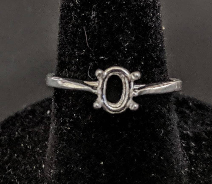 Sterling Silver or 14k Gold 7X5-20X15 Oval blank Four Prong Ring shank setting Size 6, 7, or 8 163-498/143-498