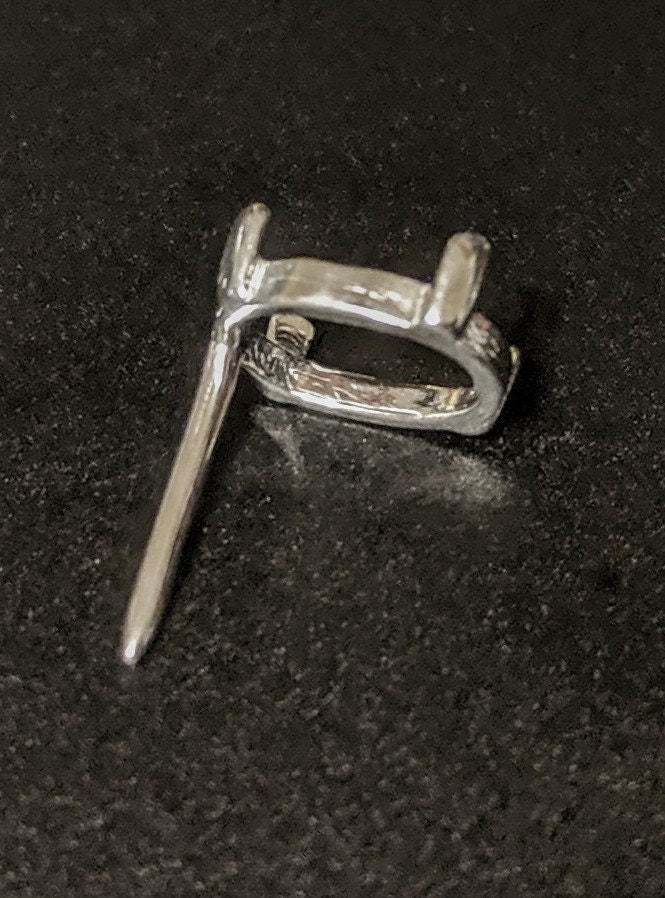 Sterling Silver or 14kt Yellow or White Gold 8x6-16x12mm Oval Cabochon,4 Prong Tie Tack, Gemstone Tie Tack, DYI Jewelry, Custom Made 149-650