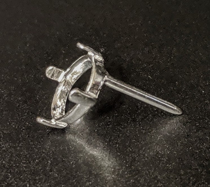 Sterling Silver or 14kt Yellow or White Gold 8x6-16x12mm Oval Cabochon,4 Prong Tie Tack, Gemstone Tie Tack, DYI Jewelry, Custom Made 149-650