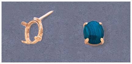 Sterling Silver or 14kt Yellow or White Gold 8x6-16x12mm Oval Cabochon,4 Prong Tie Tack, Gemstone Tie Tack, DYI Jewelry, Custom Made 149-650