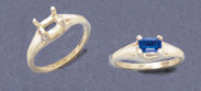Sterling Silver or Solid 14kt Gold 6x4 Emerald Cut Dome Pre-Notched Blank Ring Size 7 setting 163-529/143-529
