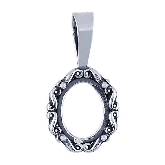 Sterling Silver Oval Cameo or Cabochon Pendant Mounting 10x8-25x18mm Oval Cab (Cabochon) Pendant Setting