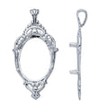 Sterling Silver Oval Victorian Cameo/Cabochon Pendant Mounting, 18x13-40x30mm Oval Cab (Cabochon) Pendant Setting