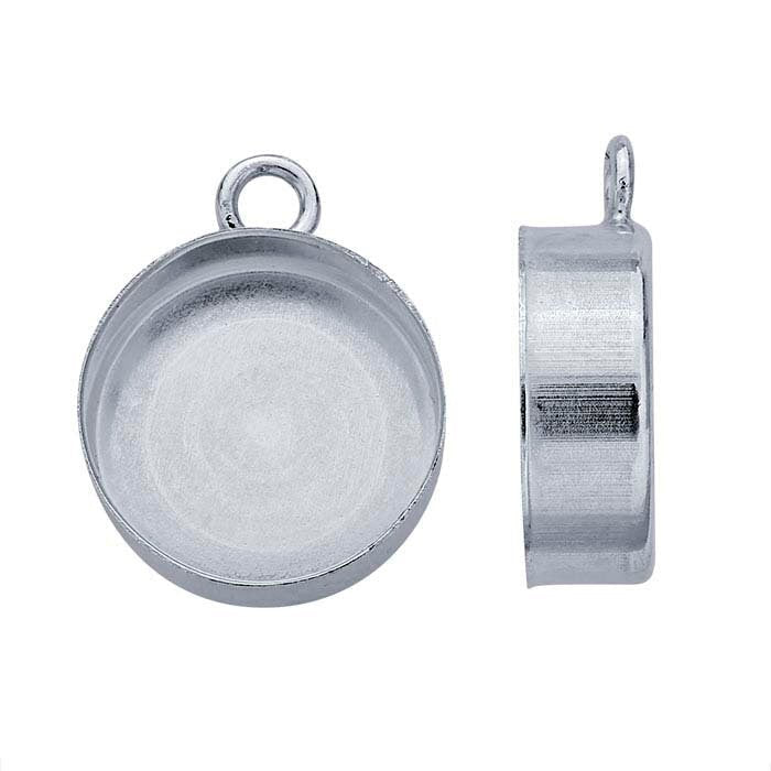 Sterling Silver Round High-Wall Cabochon Pendant Mounting, 10-30mm Round Cab (Cabochon), Earrings, Pendant, Closed Ring, Custom