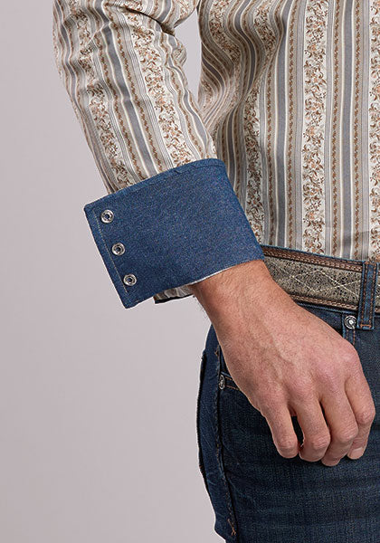 Stetson Men's Frontier Wallpaper Print Western Snap Shirt