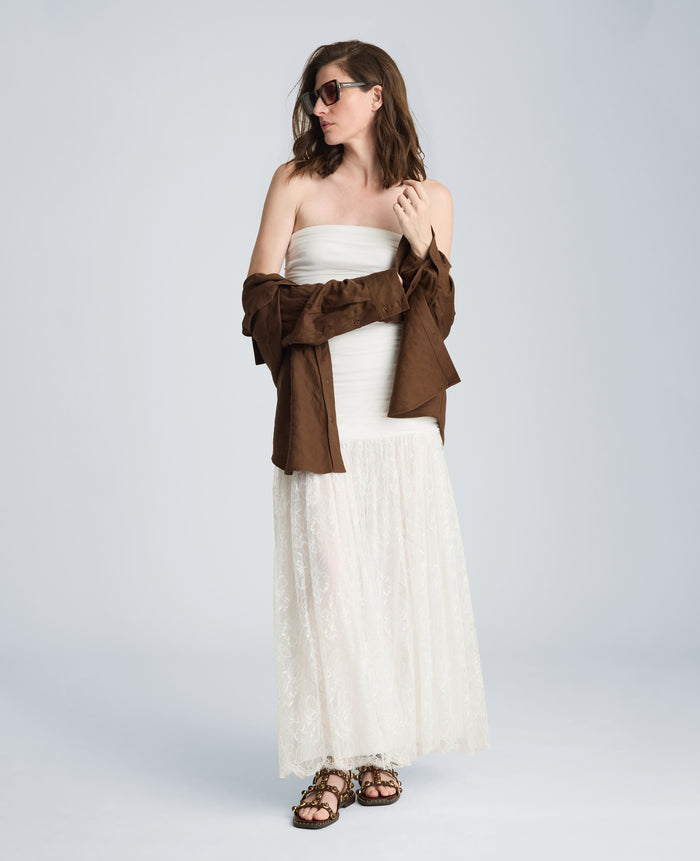 Strapless Mesh Maxi Dress