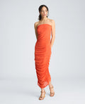 Strapless Ruched Midi Dress