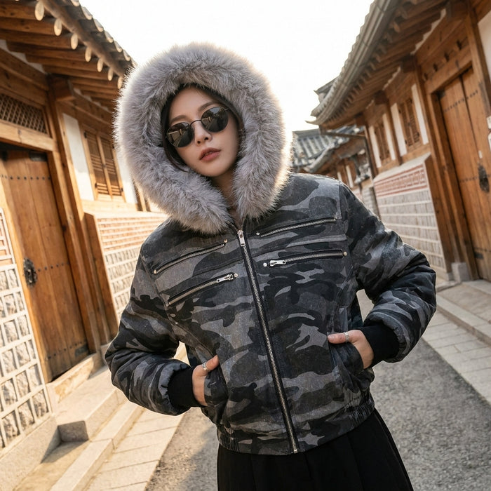 Veste camouflage homme streetwear en coton - Koreanxwear