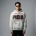 Hoodie ample imprimé pour homme, style streetwear K-fashion, couleur noir ou gris floral. - Taille S