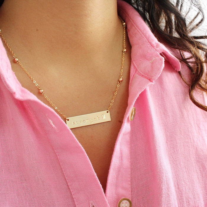 taudrey handcrafted inspirational breast cancer awareness plate necklace