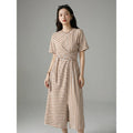 Robe mi-longue rayée noire et blanche K-fashion - Koreanxwear - Taille As Shown