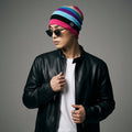 Bonnet tricoté rayé pour homme et femme, style streetwear décontracté