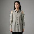 Chemise rayée femme épaule dénudée - Koreanxwear - Taille S
