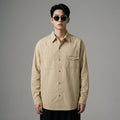 Chemise homme rayée oversize kaki col rabattu - Koreanxwear - Taille M