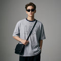 T-shirt rayé oversize gris clair avec lettres - Koreanxwear - Taille S