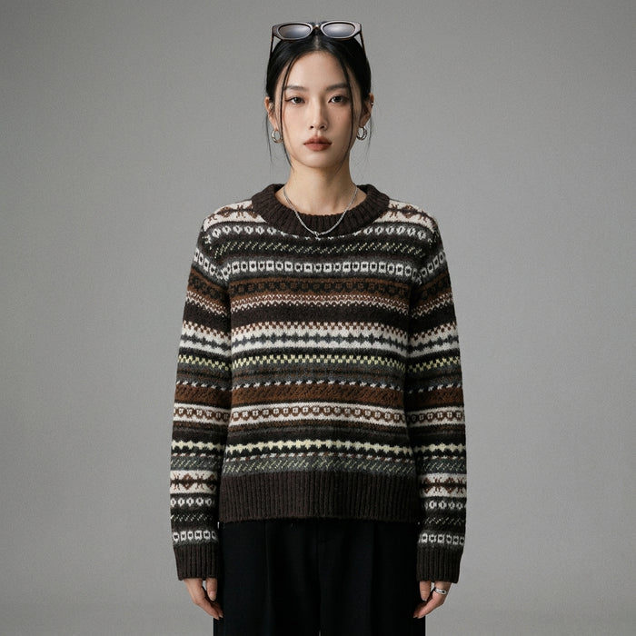 Pull rayé col rond ample femme - Koreanxwear - Taille S