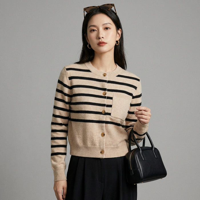 Cardigan rayé court femme style preppy - Koreanxwear - Taille M