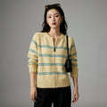 Cardigan rayé color-block zippé - Mode Coréenne - Taille One Size