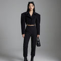 Veste courte noire à épaulettes pour femme - K-fashion structurée - Taille S