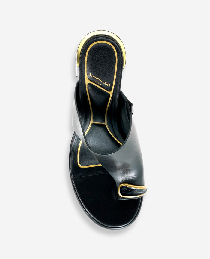 Syndika Leather Stone Toe Ring Heeled Sandal