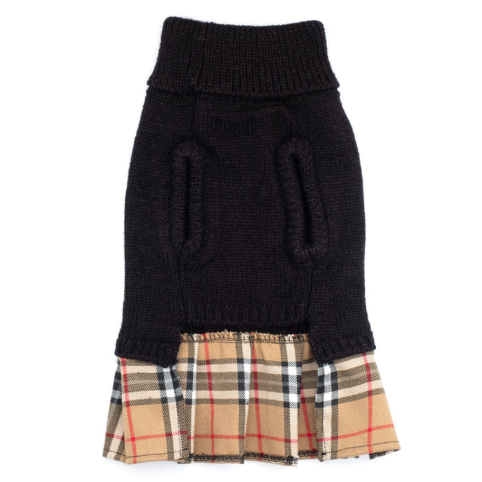Tan Plaid & Black Layered-Look Turtleneck Sweater Warm Dog Dress