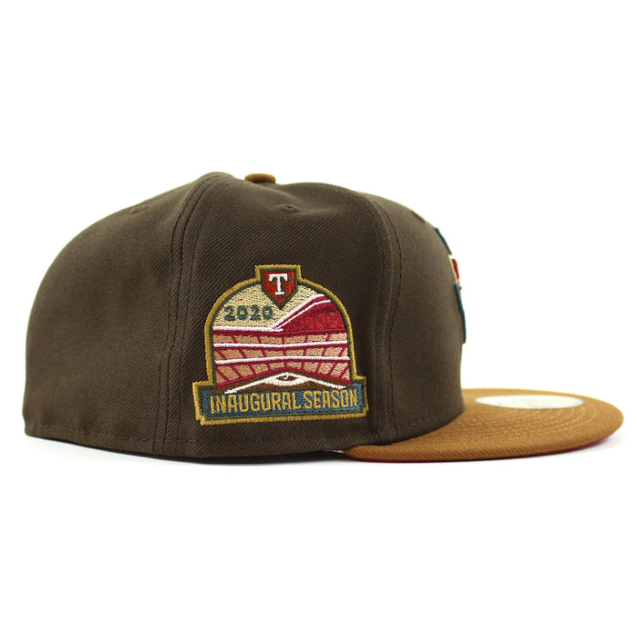 Texas Rangers 2020 INAUGURAL SEASON New Era 59Fifty Fitted Hat (BROWN PEANUT PINOT RED Under Brim)