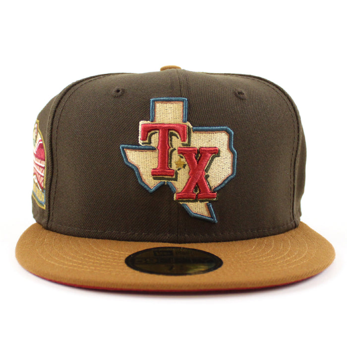 Texas Rangers 2020 INAUGURAL SEASON New Era 59Fifty Fitted Hat (BROWN PEANUT PINOT RED Under Brim)
