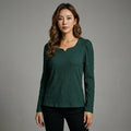 Blouse texturée à manches longues verte - Mode Coréenne pour femme - Taille S