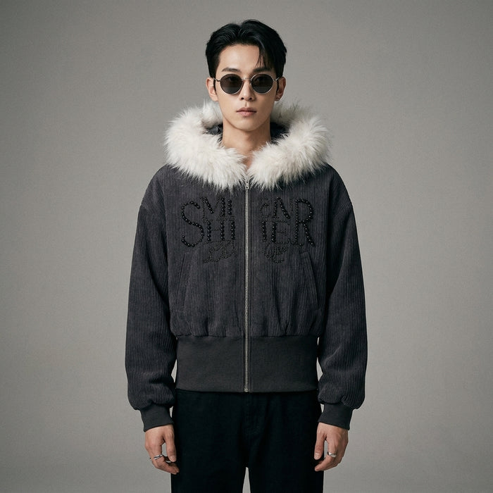 Veste à capuche épaisse homme, couleur unie, style streetwear pour l'hiver. - Taille S