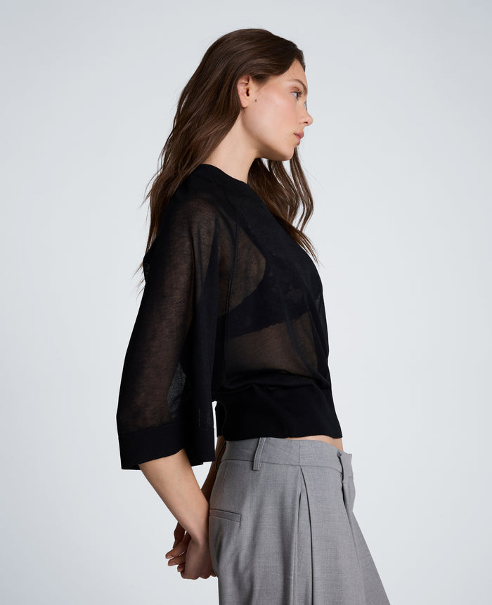 Three-Quarter Sleeve Raglan Crew Sweater