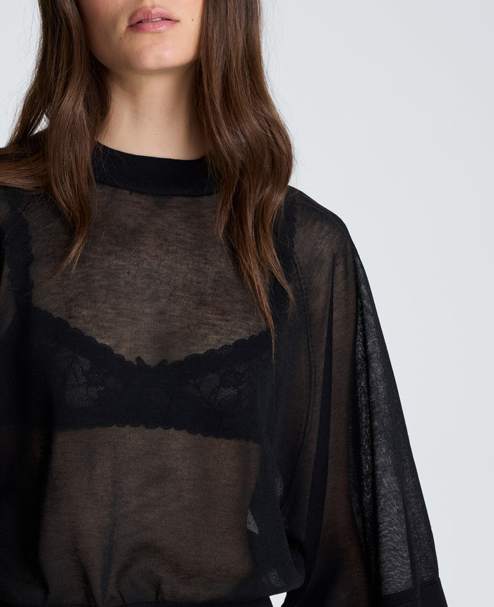 Three-Quarter Sleeve Raglan Crew Sweater