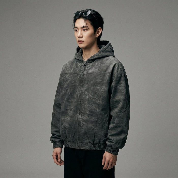 Veste à capuche tie-dye streetwear délavée - Koreanxwear - Taille S