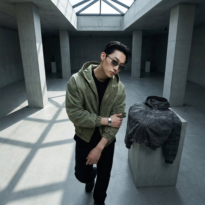 Veste à capuche tie-dye streetwear délavée - Koreanxwear