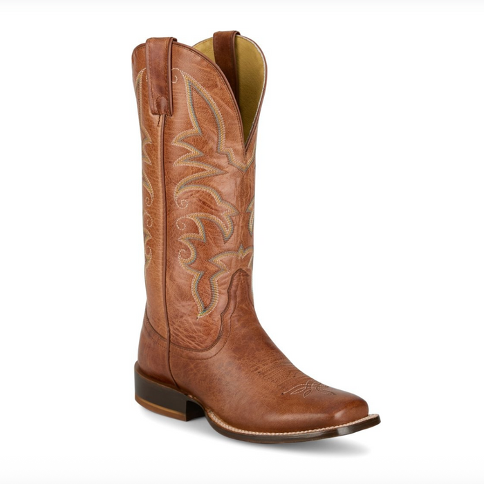 Tony Lama Women's Helena Cognac Goat Western Wide Square Toe Boot