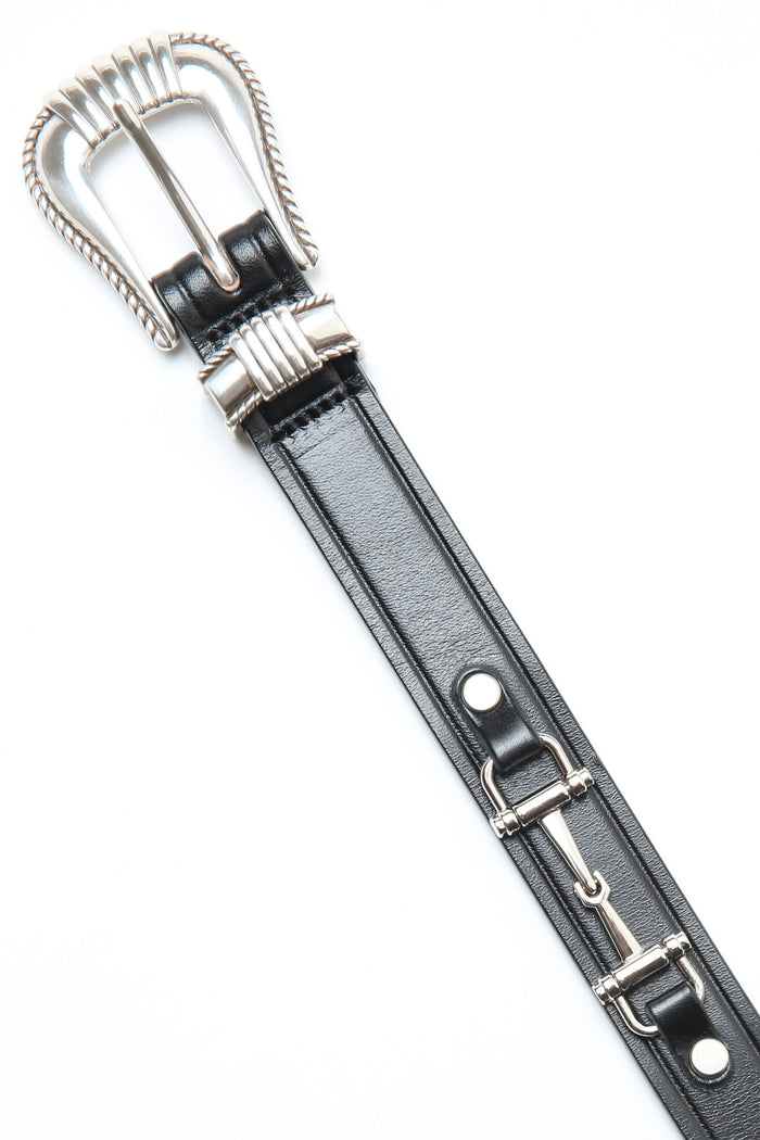 Tory Leather Silver Snaffle Bit Belt / Black (2193)