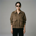 Veste zippée marron col chemise femme - Koreanxwear - Taille XS